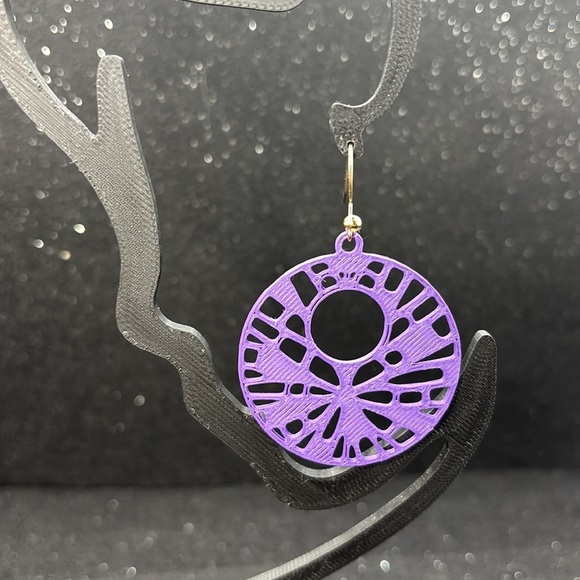 The Circle Fold Purple Earrings - Picture 3 of 4